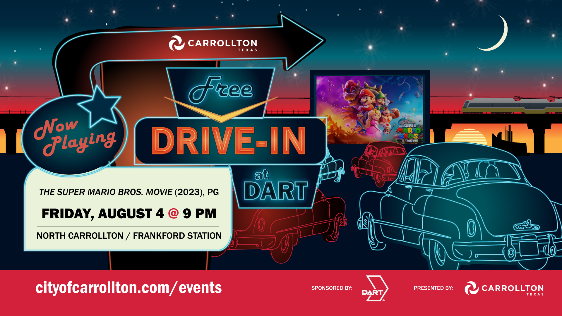 City of Carrollton DART Frankford Station Drive-in Movie