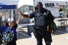 Police Officer with Cheerleader