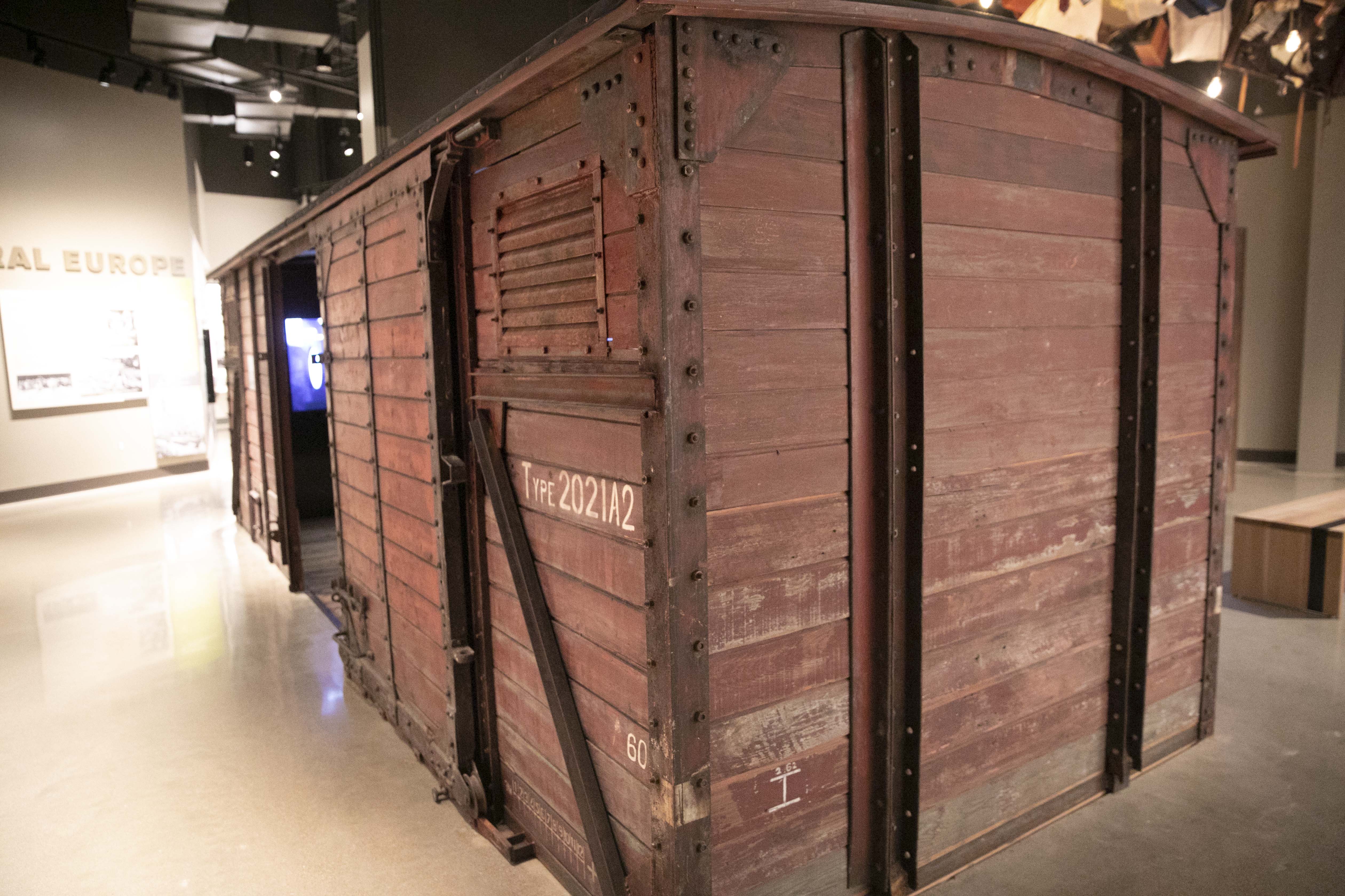 The fist boxcar exhibited in a Holocaust museum anywhere in the world sits inside the permanent exhibition at the Dallas Holocaust and Human Rights Museum January 22, 2020.