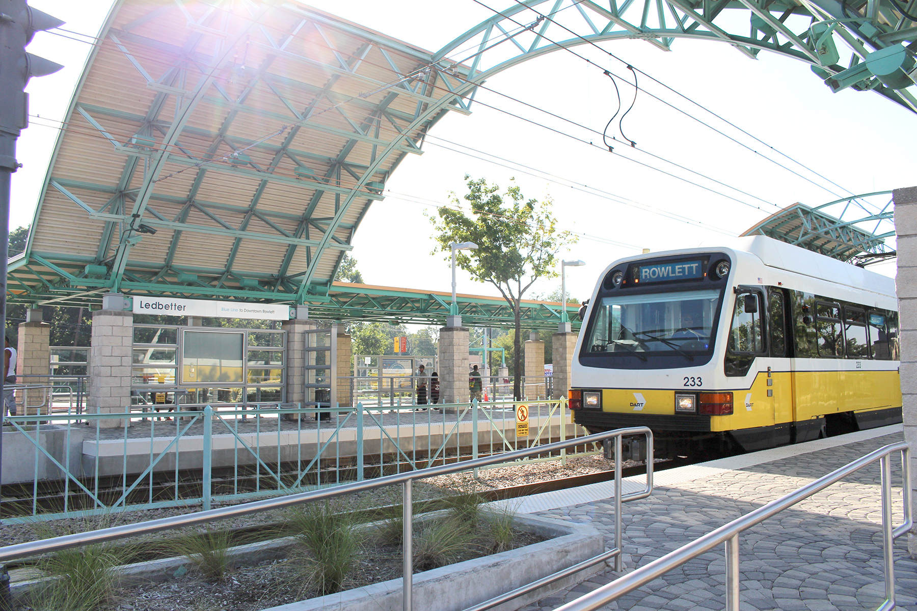 A Blue Line train arrives at DART’s Ledbetter Station Friday, Oct. 21, 2016.