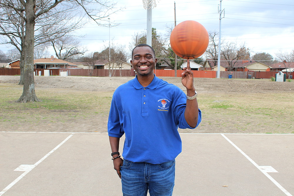 Dallas native, Dwayne Morgan, spins a basketball on his finger Tuesday, March 9, 2021 at Everglade Park in Dallas. Morgan rode DART as a student attending Mountain View College in Dallas.