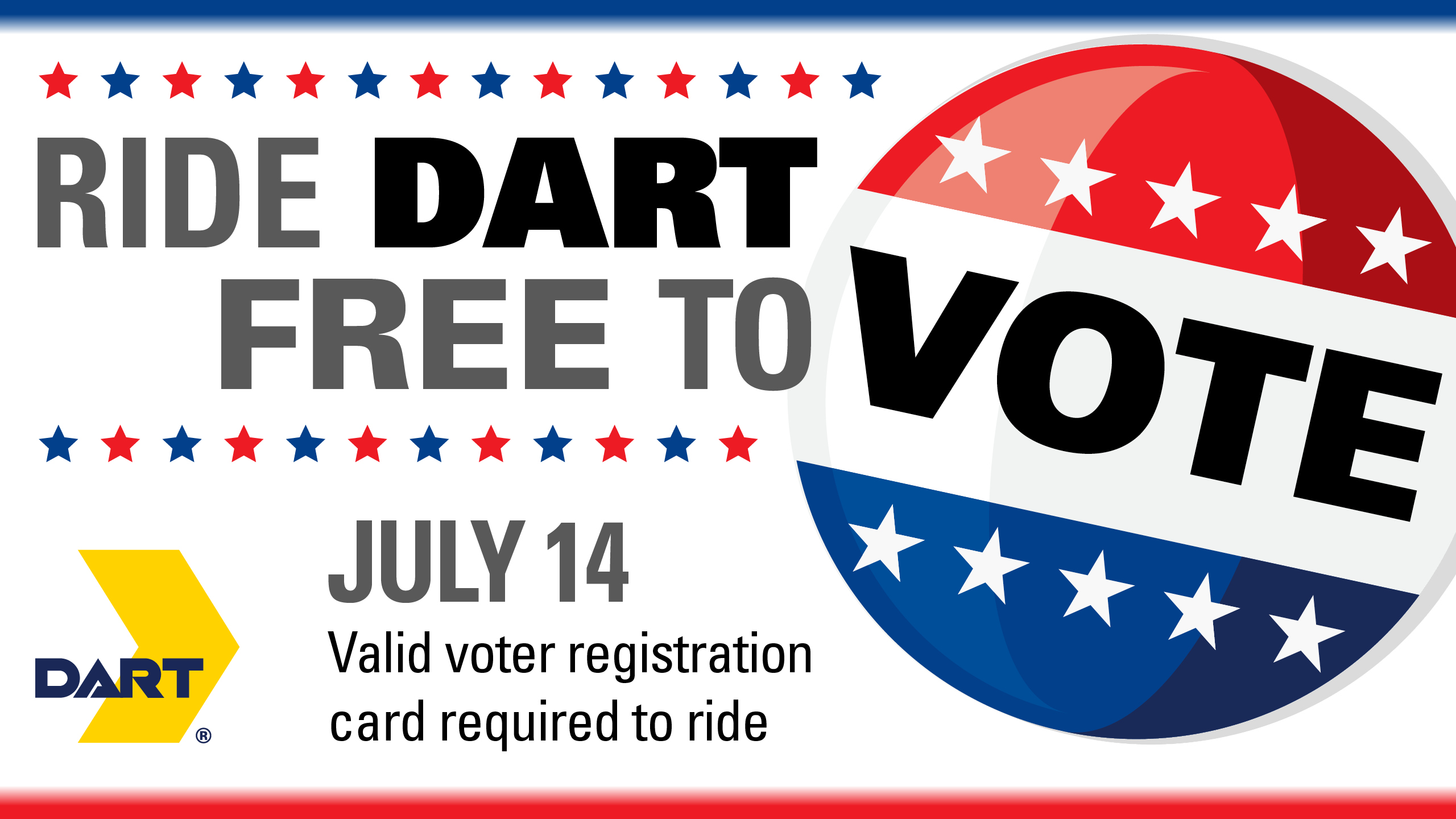 Ride DART Free to Vote Today on Election Day, July 14