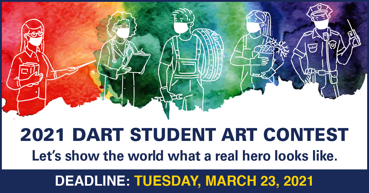 DART is asking North Texas young artists to share their heroes by participating in the 2021 DART Student Art Contest.